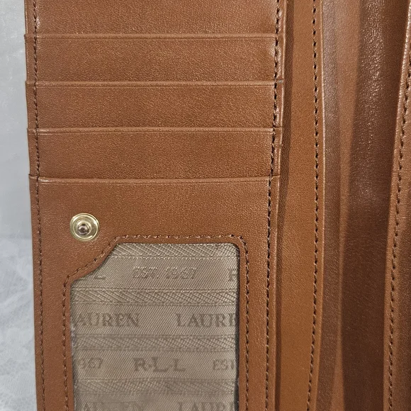 Ralph Lauren Brown Leather Wristlet with Gold Details. #090 - Picture 4 of 6